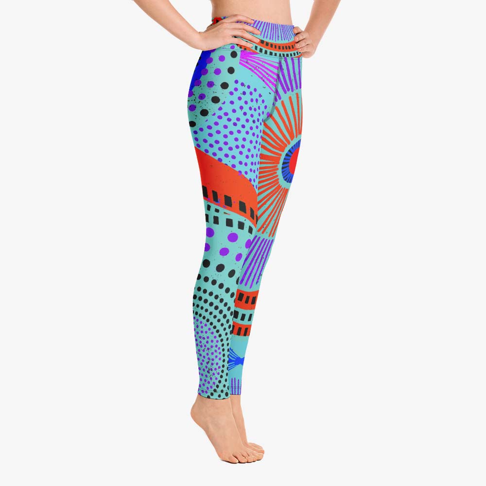 Ethno Pop Leggings – Turquoise/Red