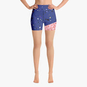 WAREHOUSE Animal Printed Yoga Shorts "Wild Confetti" Blue/Rose Gold