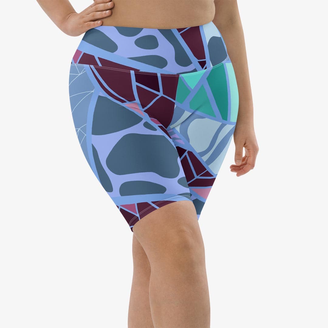 mixed blue print plus size shorts
