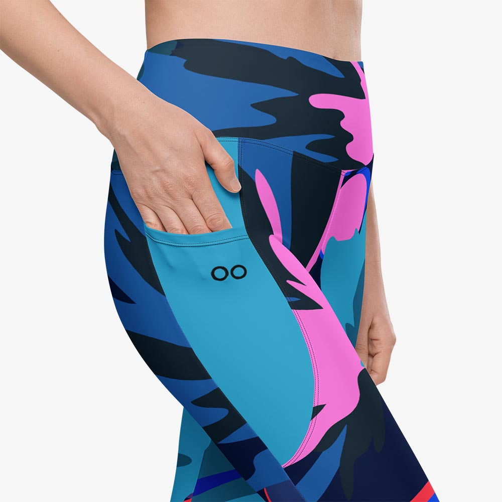 Leggings with pockets with bright floral design