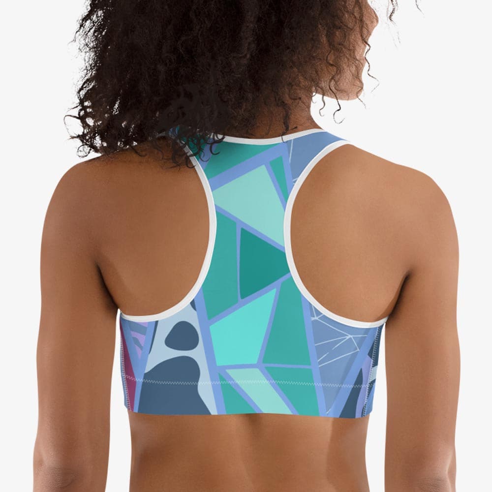 Back view of white tank top with abstract print.