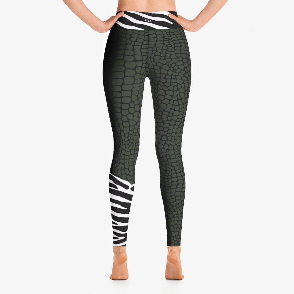 Funky animal printed leggings for women. Crocozebra back side.