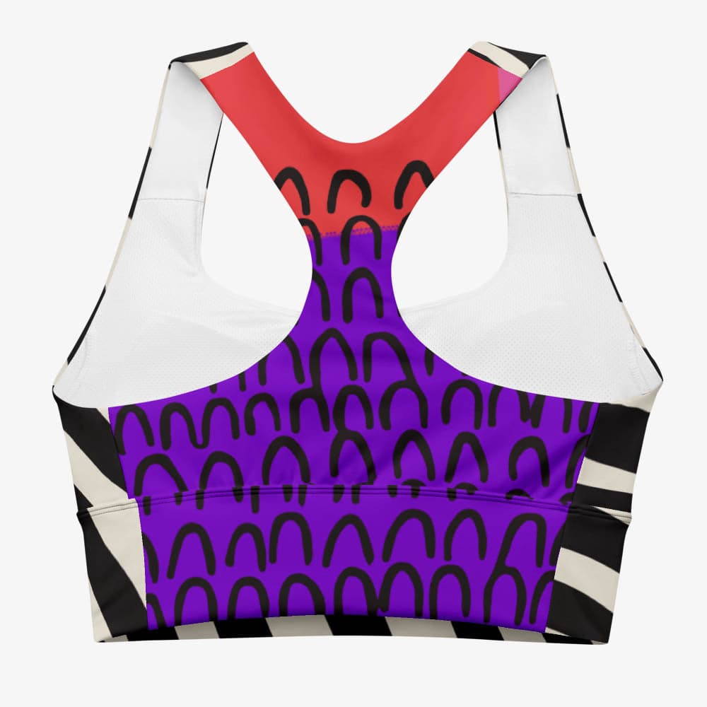 Back view of a white tank top with abstract print.