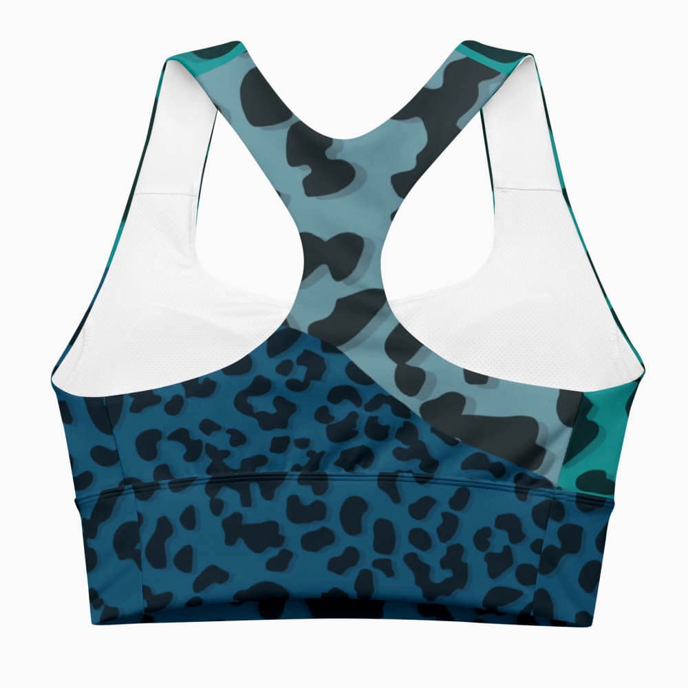 blue cheetah print sports bra