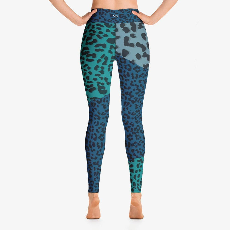 Funky animal printed leggings for women. Leopard blue back side.