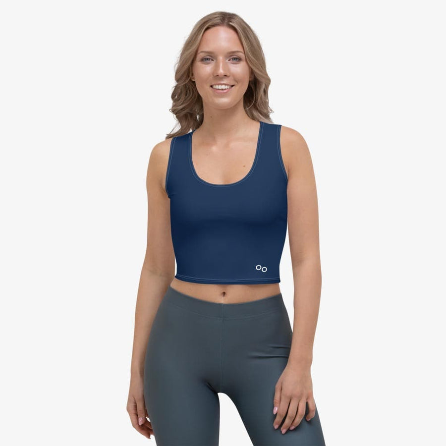 Funky crop top for women. Perfect for Yoga, Pilates and Gym. Model "monochrome" indigo
