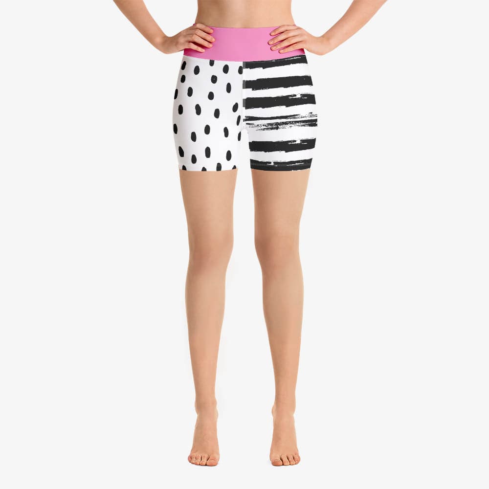 Dots & Stripes Yoga Shorts – Pink