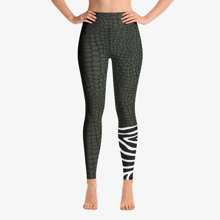 Funky animal printed leggings for women. "crocozebra" front.