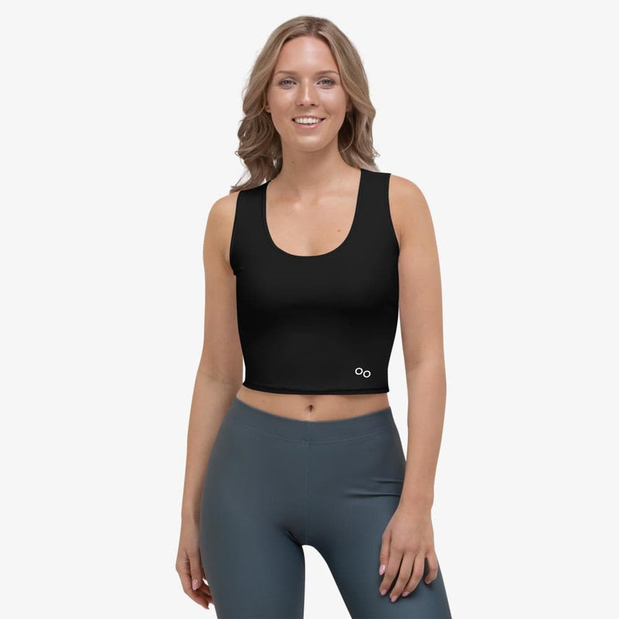 Funky crop top for women. Perfect for Yoga, Pilates and Gym. Model "monochrome" black