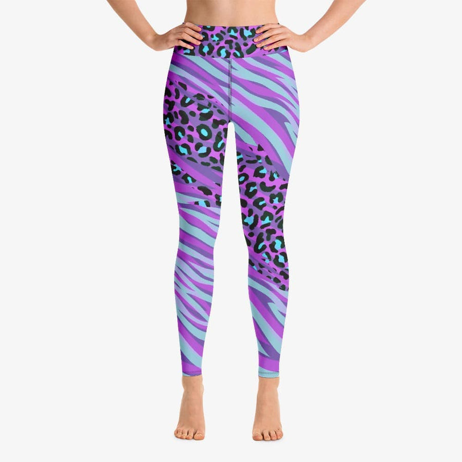 Funky animal printed leggings for women. Perfect for Yoga, Pilates and Gym. Model "Cheetiger" purple