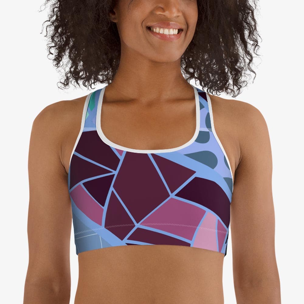 Front view of white tank top with abstract print.