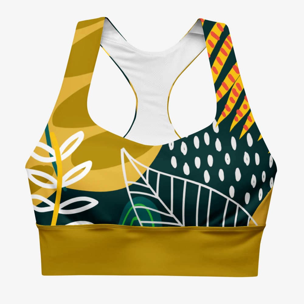 Front view of a white top with abstract print.