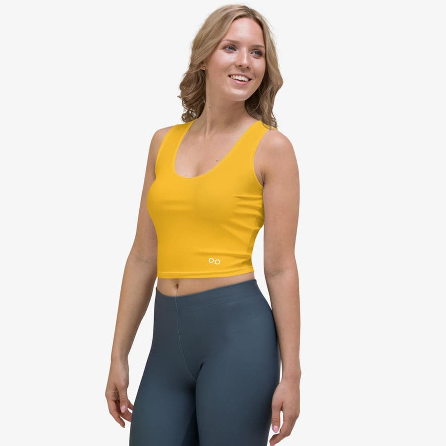 Funky crop top for women. Perfect for Yoga, Pilates and Gym. Model "monochrome" yellow