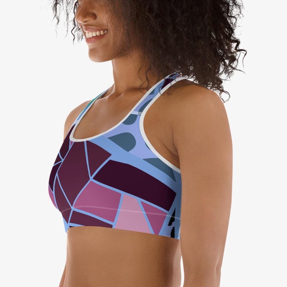 Patterned sports bra mosaic left
