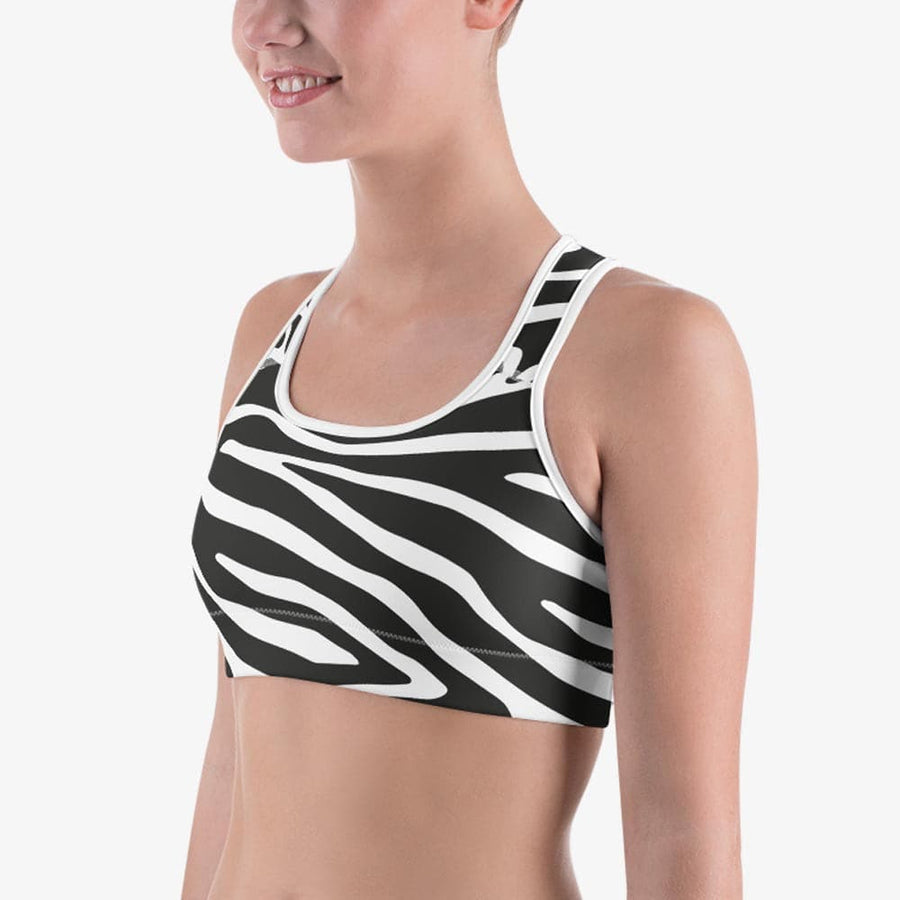 Animal Printed Sports bra "Zebra" Black/White