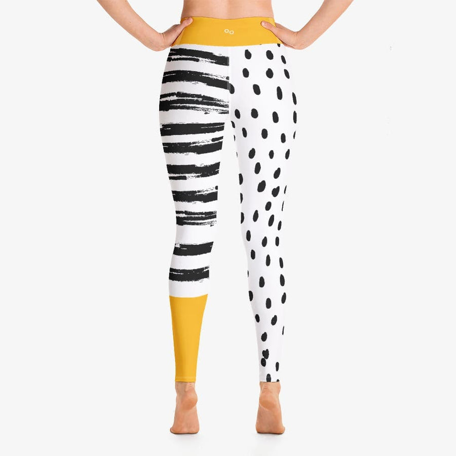 Printed Leggings "Dots&Stripes" Yellow