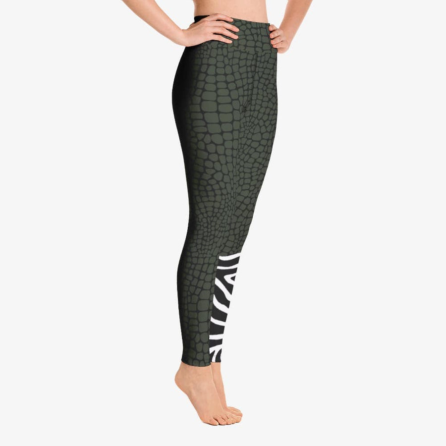 Funky animal printed leggings for women. Crocozebra right side.